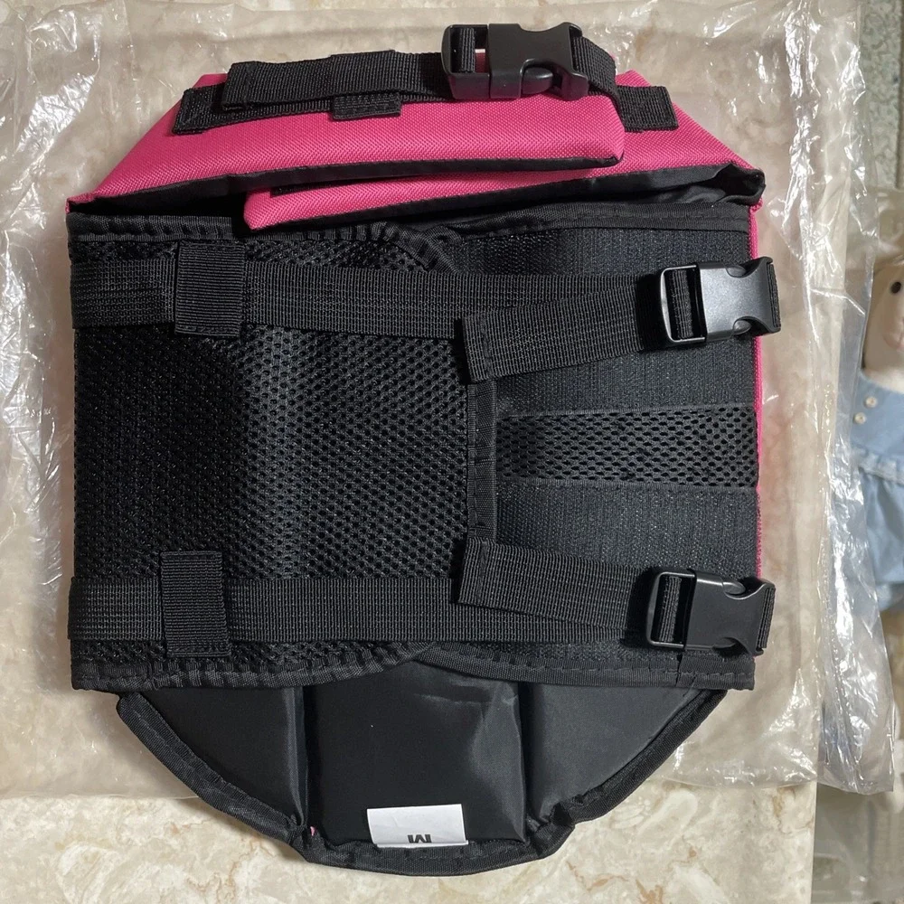 Pink and‎ Black Dog Life Preserver Reflective Leash Connection Medium
